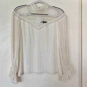 White Blouse with Sheer Shoulder Detail